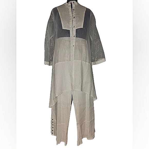 NWT LISA RENE, 3 PIECE LINEN/SHEER PANT SUIT SIZE M - Picture 2 of 15